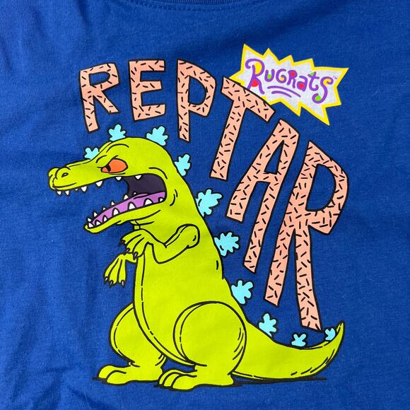 Rugrat's Women's Blue Checkered Reptar Long Sleeve Graphic T-Shirt - 2X - NWT - Picture 4 of 7